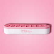 Pink and white lash storage case with 'Lash Therapy Australia' branding on a pink background