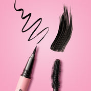 Black mascara and eyeliner swatches with Lash Therapy Australia Everylash mascara wand and growth serum eyeliner tip