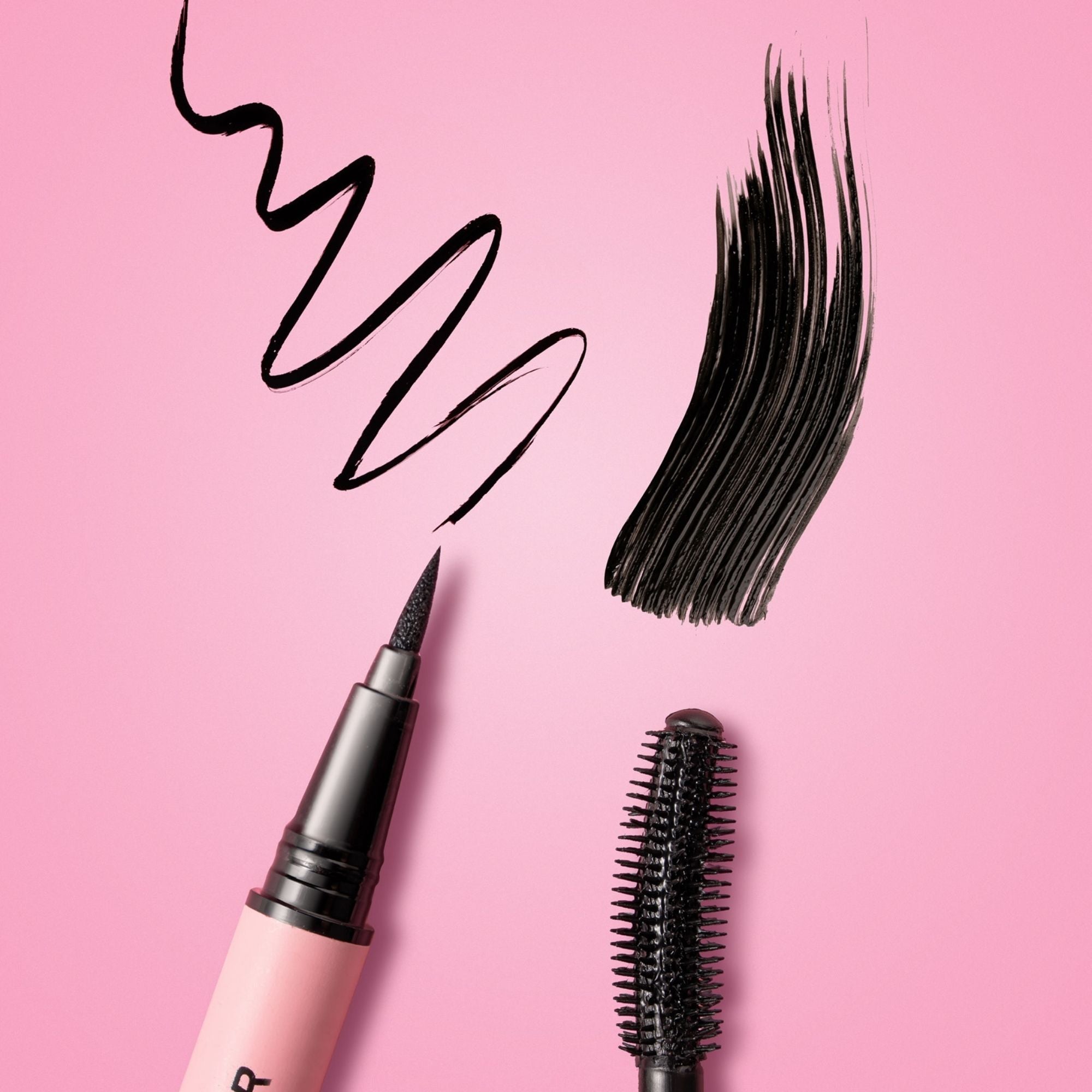Black mascara and eyeliner swatches with Lash Therapy Australia Everylash mascara wand and growth serum eyeliner tip