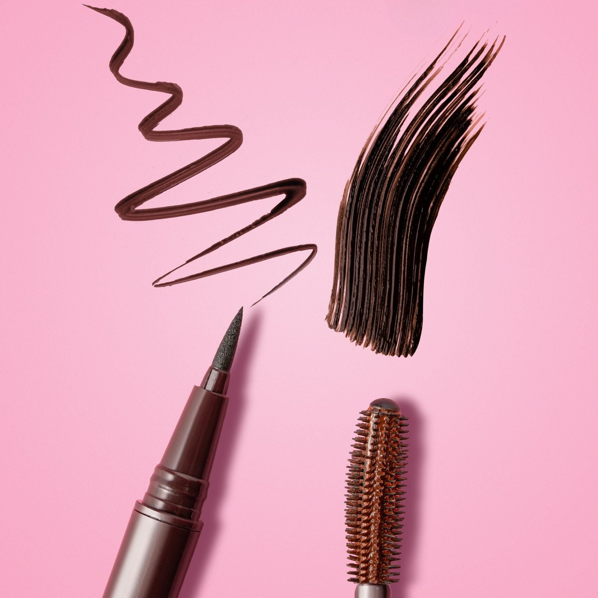 Brown mascara and eyeliner swatches with Lash Therapy Australia Everylash mascara wand and growth serum eyeliner tip